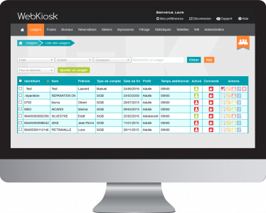 Liste des usagers - Webkiosk