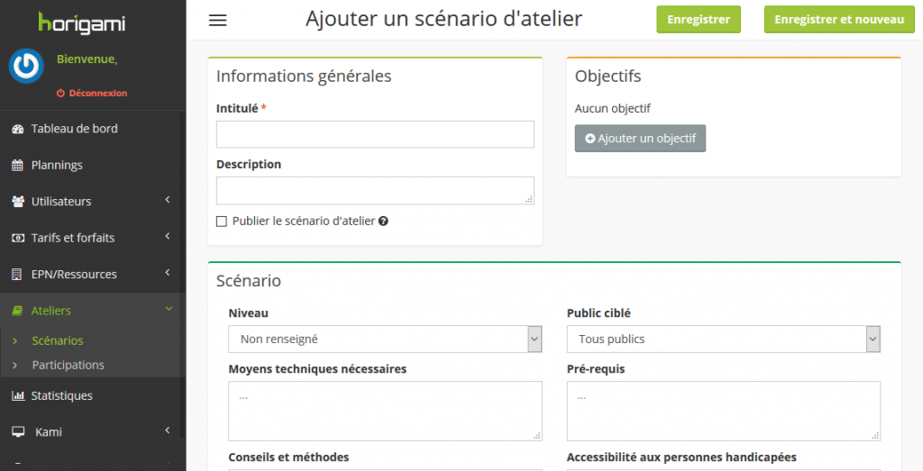 Ajouter un scenario d'atelier